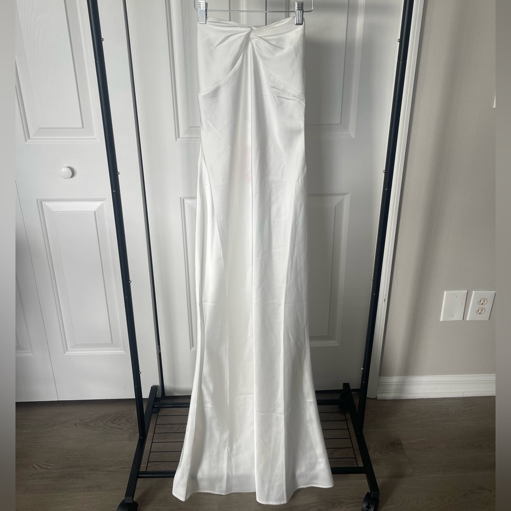 Beginning Boutique White Satin Dress NWT
